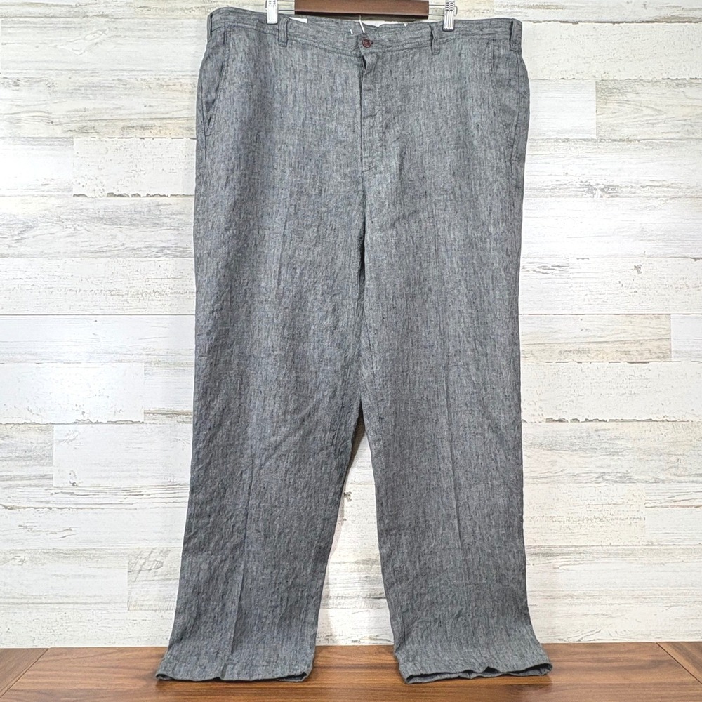 Orvis Linen Trousers Mens 42x32 Grey Straight Leg Breathable Summer Old Money